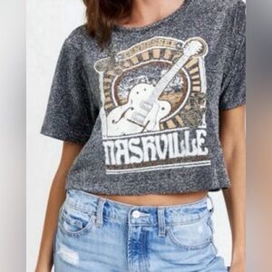 Altar’d State Metallic Cropped Nashville Music USA T-shirt Ladies Size XS